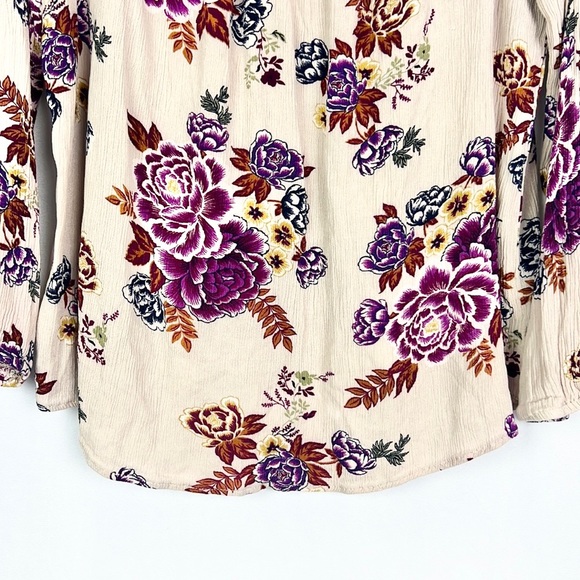 BEBOP | 💐Floral Print Lace Trim Round Collar Long-Sleeved Loose Lightweight Top - Picture 3 of 8